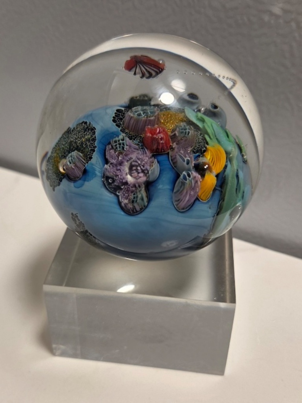 "Inhabited Planet" Studio Art Glass paperweight by Josh Simpson, one-of-a-kind! - Picture 2 of 10